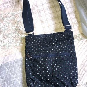 Cute adjustable Blue bag with flowers!